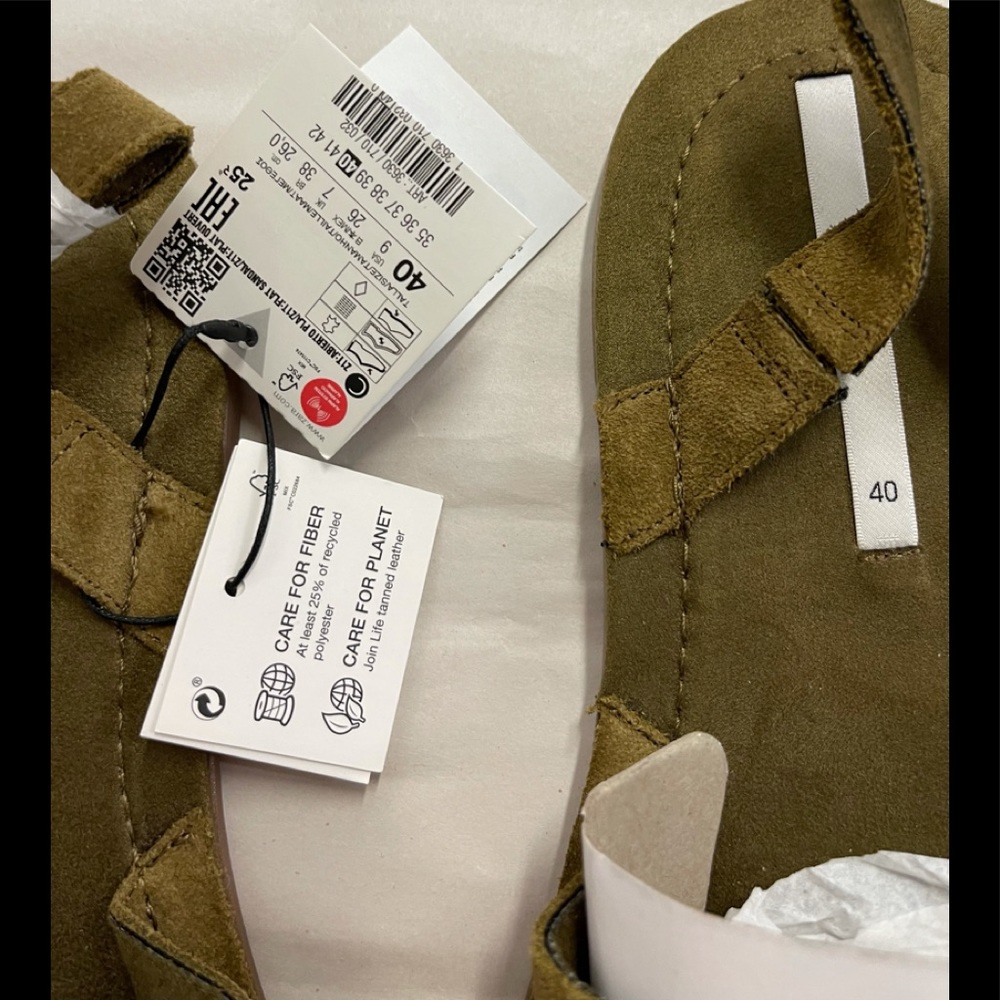 ZARA Flat Slit Leather Sandals sz 40 - Picture 6 of 6
